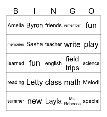 Learning Pod Bingo Card