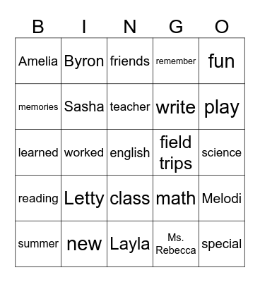 Learning Pod Bingo Card