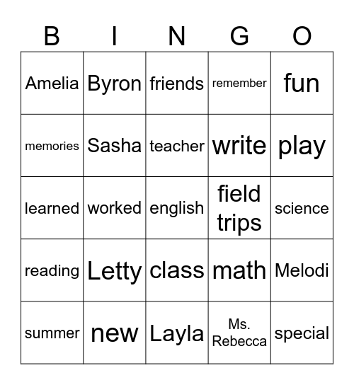 Learning Pod Bingo Card