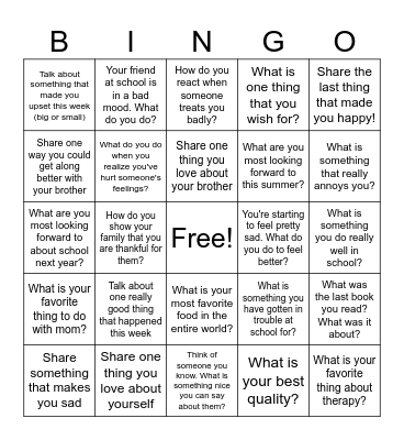 Therapy Bingo with Mrs. Virginia! Bingo Card