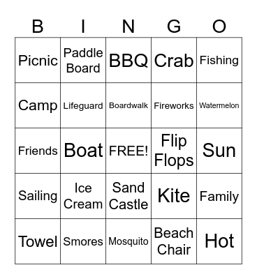 SUMMER FUN Bingo Card