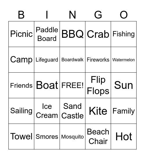 SUMMER FUN Bingo Card