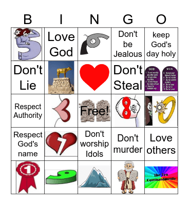 10 Commandments Bingo Card