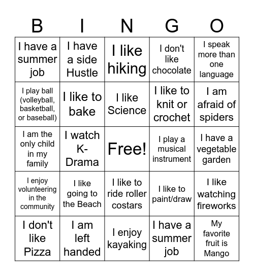 More in common than not - Summer at Wmed Bingo Card