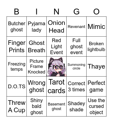 Phasmo Bingo Night! Bingo Card