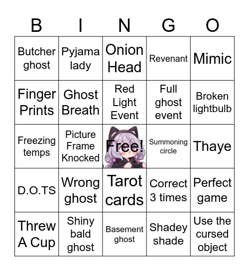 Phasmo Bingo Night! Bingo Card
