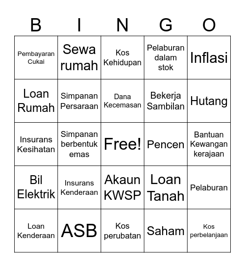 Bingo Persaraan Bingo Card