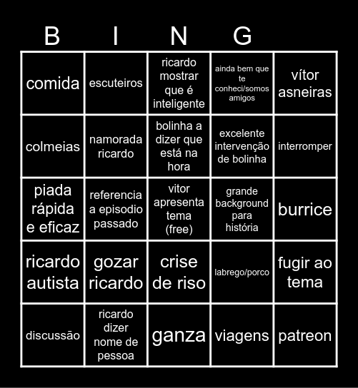 cubinho Bingo Card