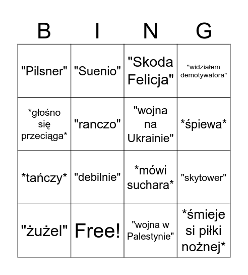 The Paweł Bingo Card