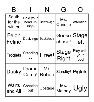 Drama Camp 2024! Bingo Card