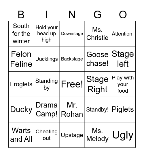 Drama Camp 2024! Bingo Card