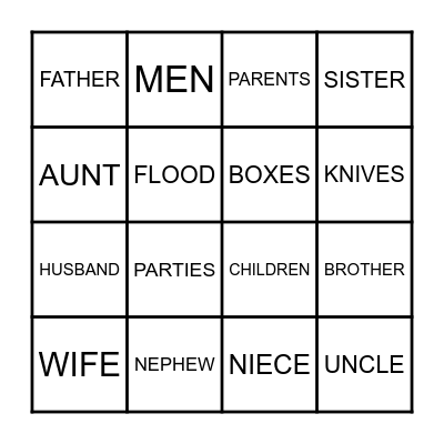 ENGLISH BINGO Card