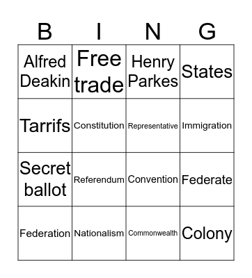 Federation Bingo Card