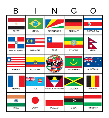 World Flags Bingo Card