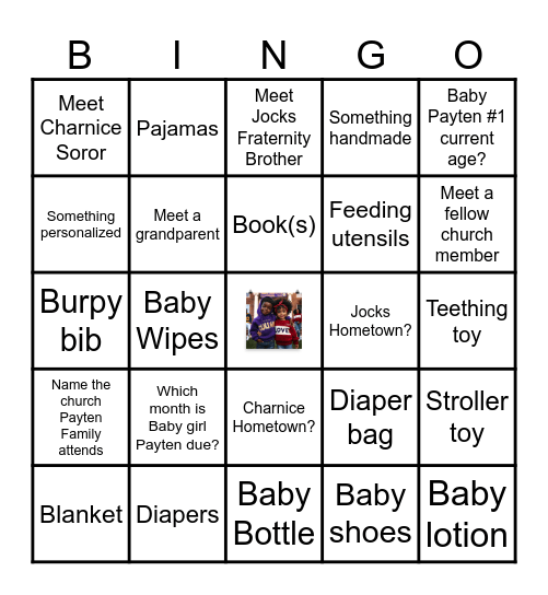 Payten Baby Shower Bingo Card