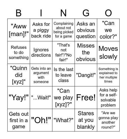 You-Know-Who Bingo Card