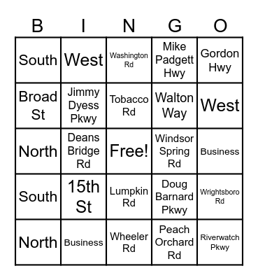 Geography Bing Bingo Card