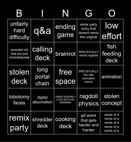 castle bingo Card