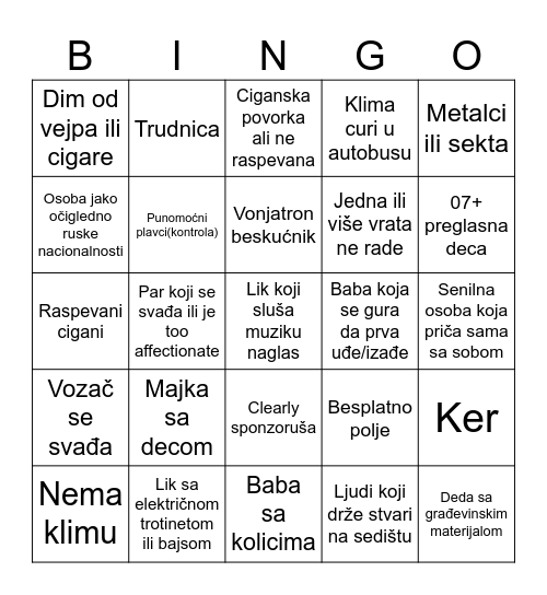 GSP Bingo Card