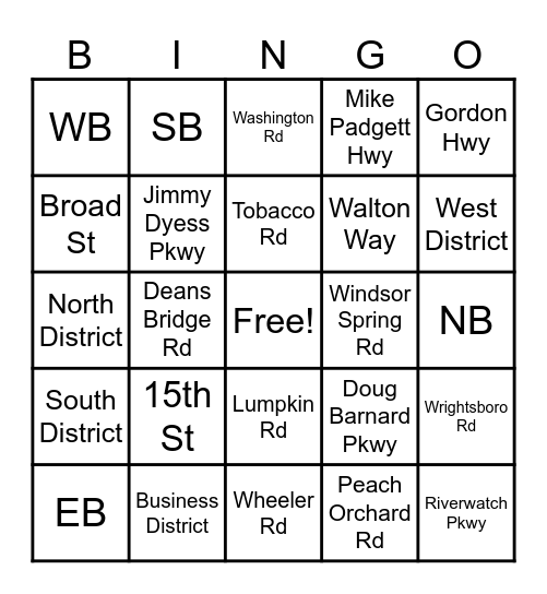 Geography Bing Bingo Card