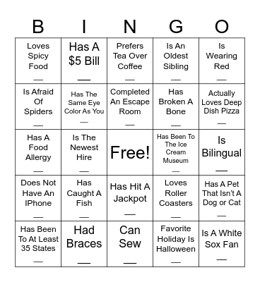NBKL Bingo Card