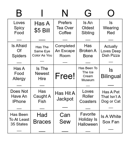 NBKL Bingo Card