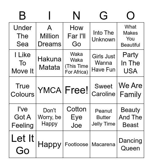 Music Bingo Card