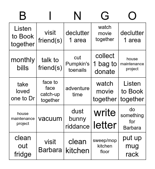 June/July Bingo Card