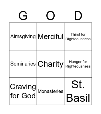 Beatitude Bingo Card