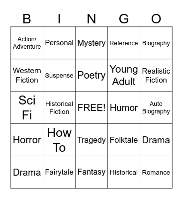 Genre!!! Bingo Card
