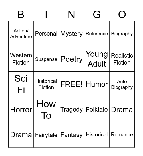 Genre!!! Bingo Card