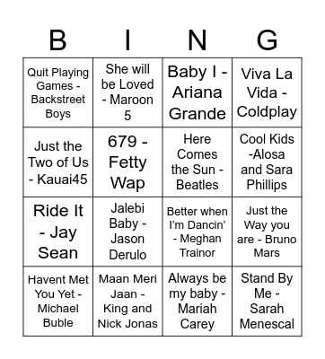 Baby Shower BINGO Card