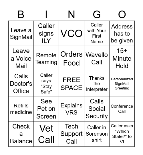 Let's Play BINGO! Bingo Card