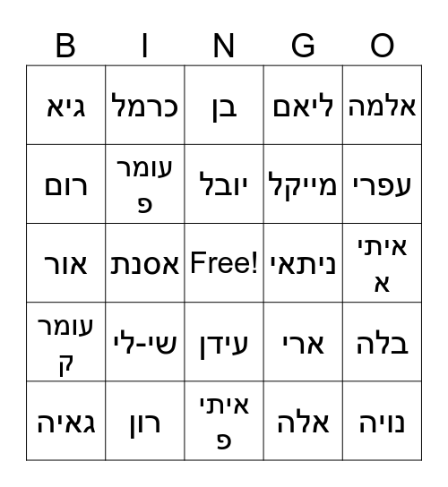 מסיבת סיום Bingo Card