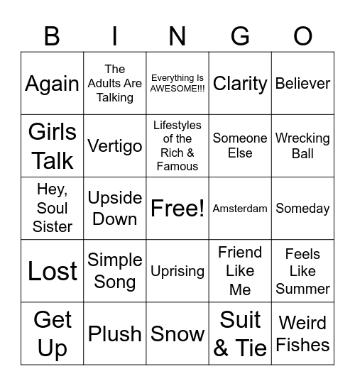 HN 21st Century Songs #3 Bingo Card