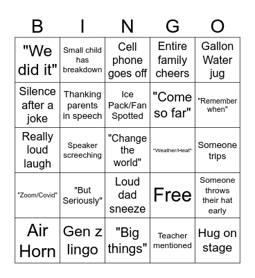 Graduation Bingo Card