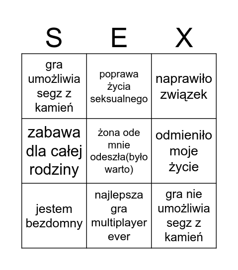 SEGZ Bingo Card