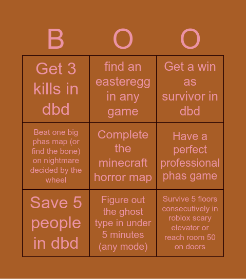 BENSTERS SPOOKY BINGO Card