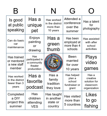 VES Connection BINGO Card