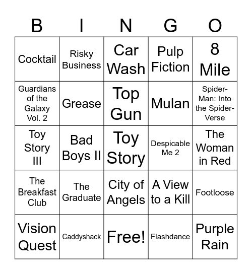 HN Movie Songs Bingo Card