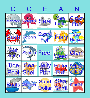 Ocean Bingo Card