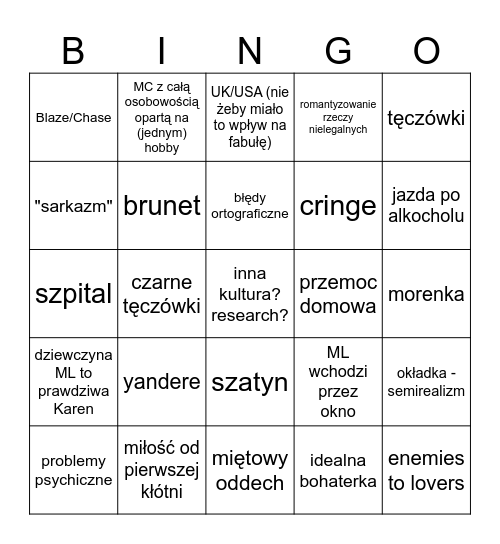 Bingo perełek Booktoka Bingo Card