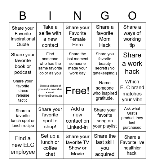 WLN Networking Bingo Card