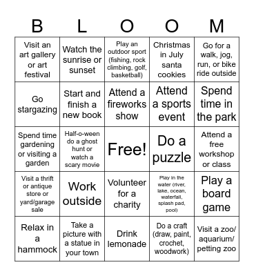 Searchbloom Summer Bingo Card
