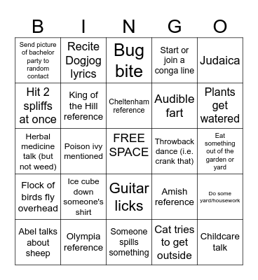 Abel and Lana <3 Bingo Card