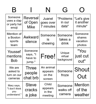 Work Planning Bingo Card