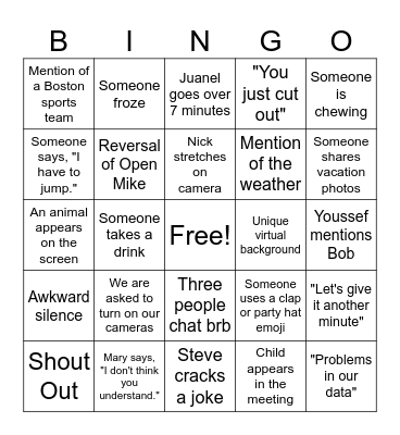Work Planning Bingo Card