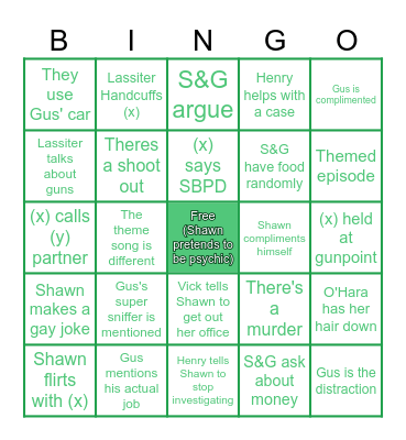 Phsycho Bingo Card