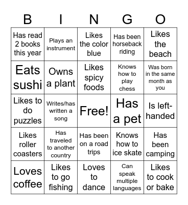 Find Someone Who... Bingo Card