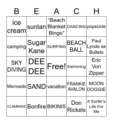 BEACH BLANKET BINGO Card